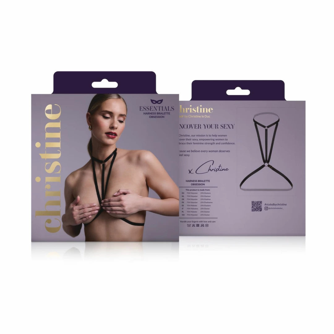 Obsession Strappy Harness Bralette Black - modny biustonosz z paskami