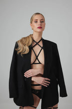 Strappy Fia Harness Bralette czarny - regulowany biustonosz z paskow