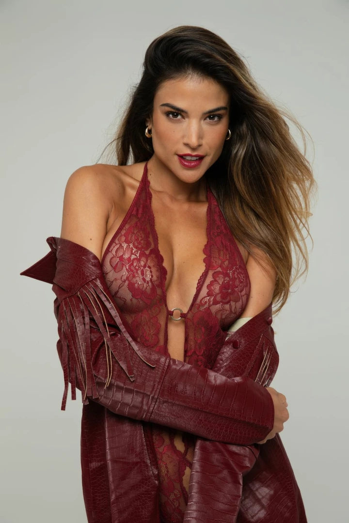 Christine Body Basic Instinct koronkowy z ozdobnymi detalami złota L/XL