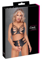 Cottelli LINGERIE komplet matowy biustonosz i wysokie majtki L czarny