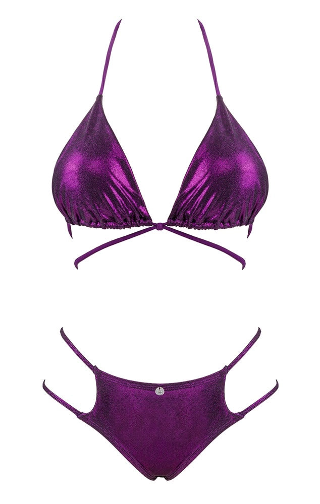 Obsessive Balitta Bikini połyskujący fiolet M - komfortowy top i majtki