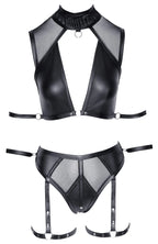 Cottelli Bondage komplet top i majtki XL czarny matowy z paskami