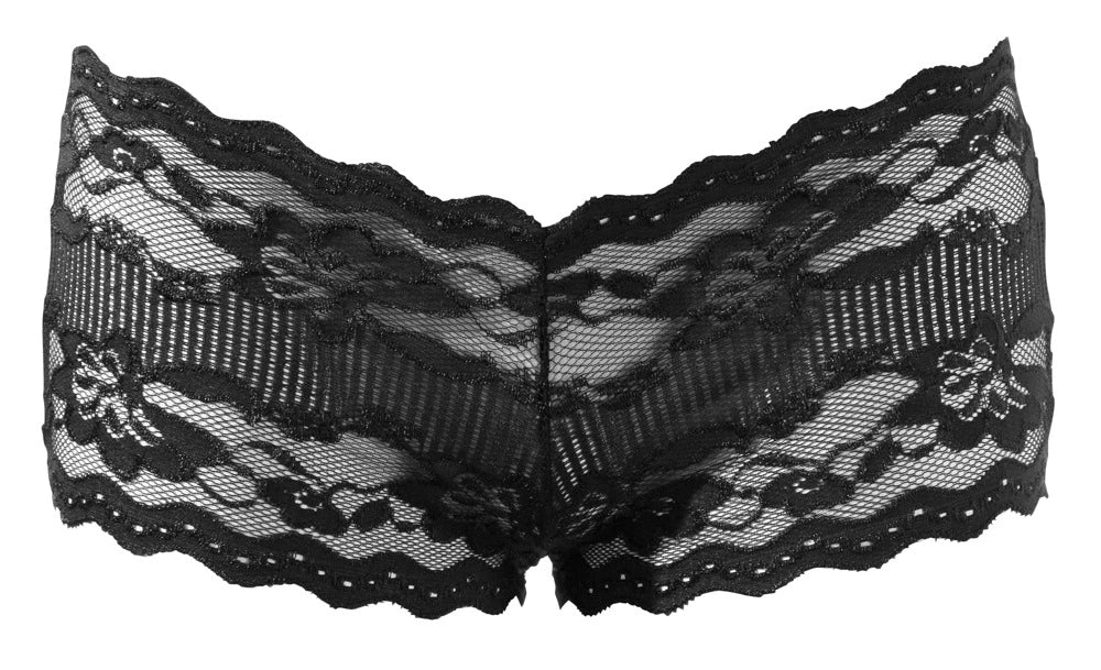 Cottelli Collection Koronkowe Majtki XL z Kokardą i Odkrytym Tyłem, Czarne