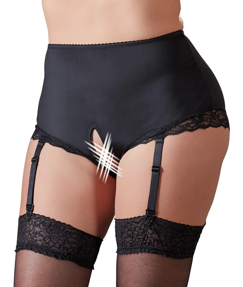 Cottelli Curves Majtki Wysoki Stan z Szelkami do Pończoch 2XL Czarny