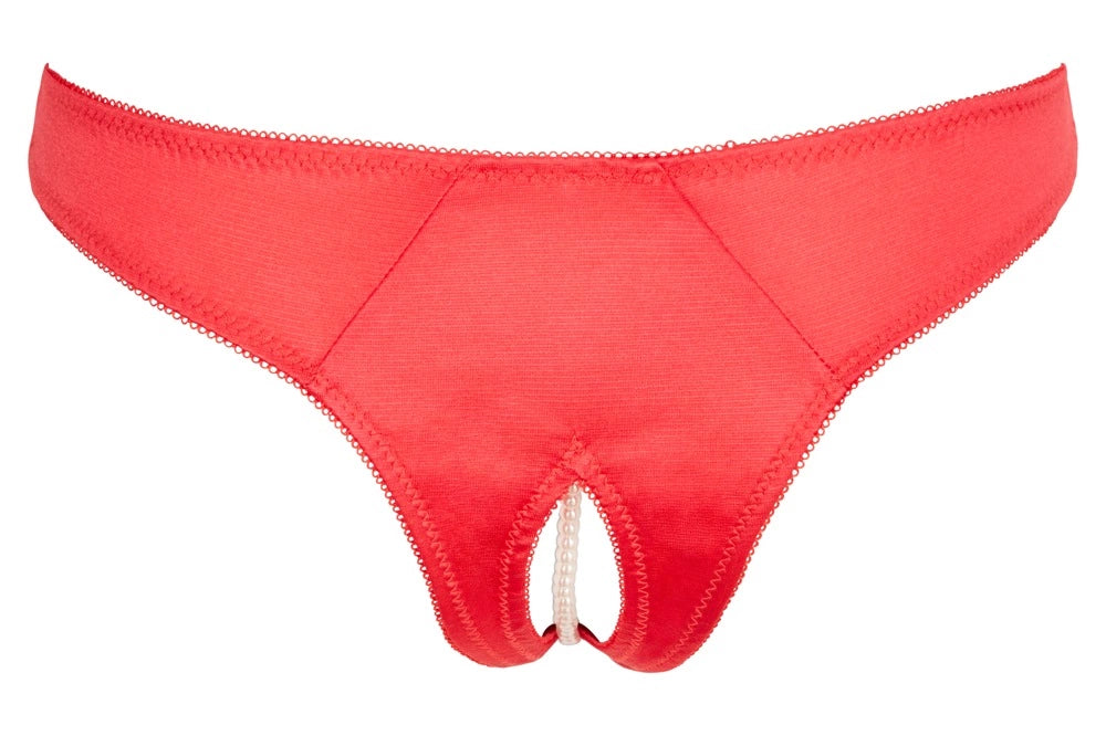 Cottelli Lingerie Satynowe Majtki Czerwone z Dekoracją Pereł L
