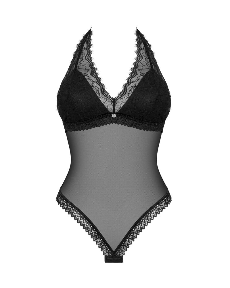 Obsessive Medilla Body czarne siateczkowe z koronką M/L regulowane