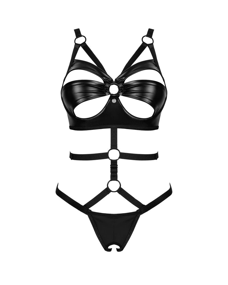 Obsessive Armares Body czarne XL/2XL elastyczne paski wet look