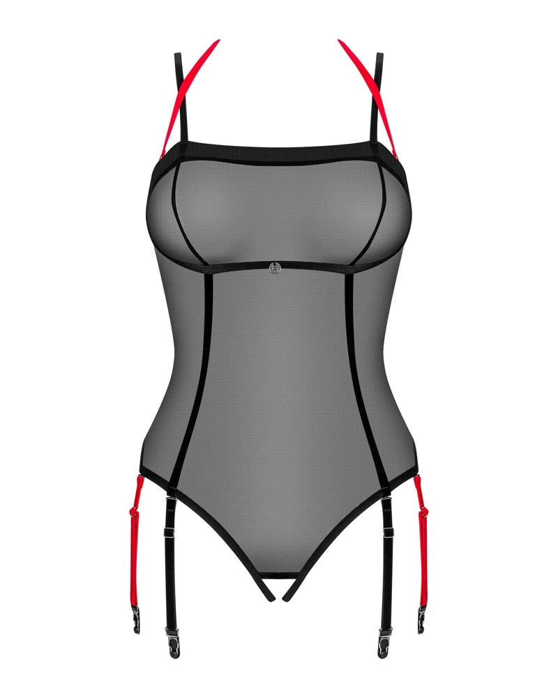Obsessive Glandez Body połprzezroczyste z paskami do pończoch XS/S