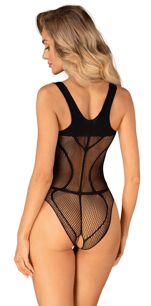 Obsessive Body B336 Czarna Siatkowana Konstrukcja Bez Strefy Krokowej S-L