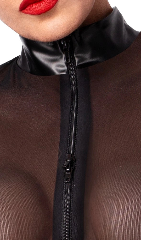 Noir Body L z matową teksturą, siateczką i ozdobnymi pierścieniami