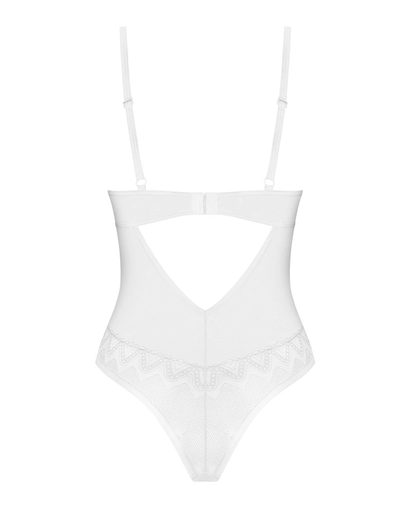 Obsessive Alissium Body białe koronka XL/2XL regulowane ramiączka
