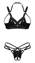 Obsessive Keira Lise komplet z vinylem czarny L/XL regulowany
