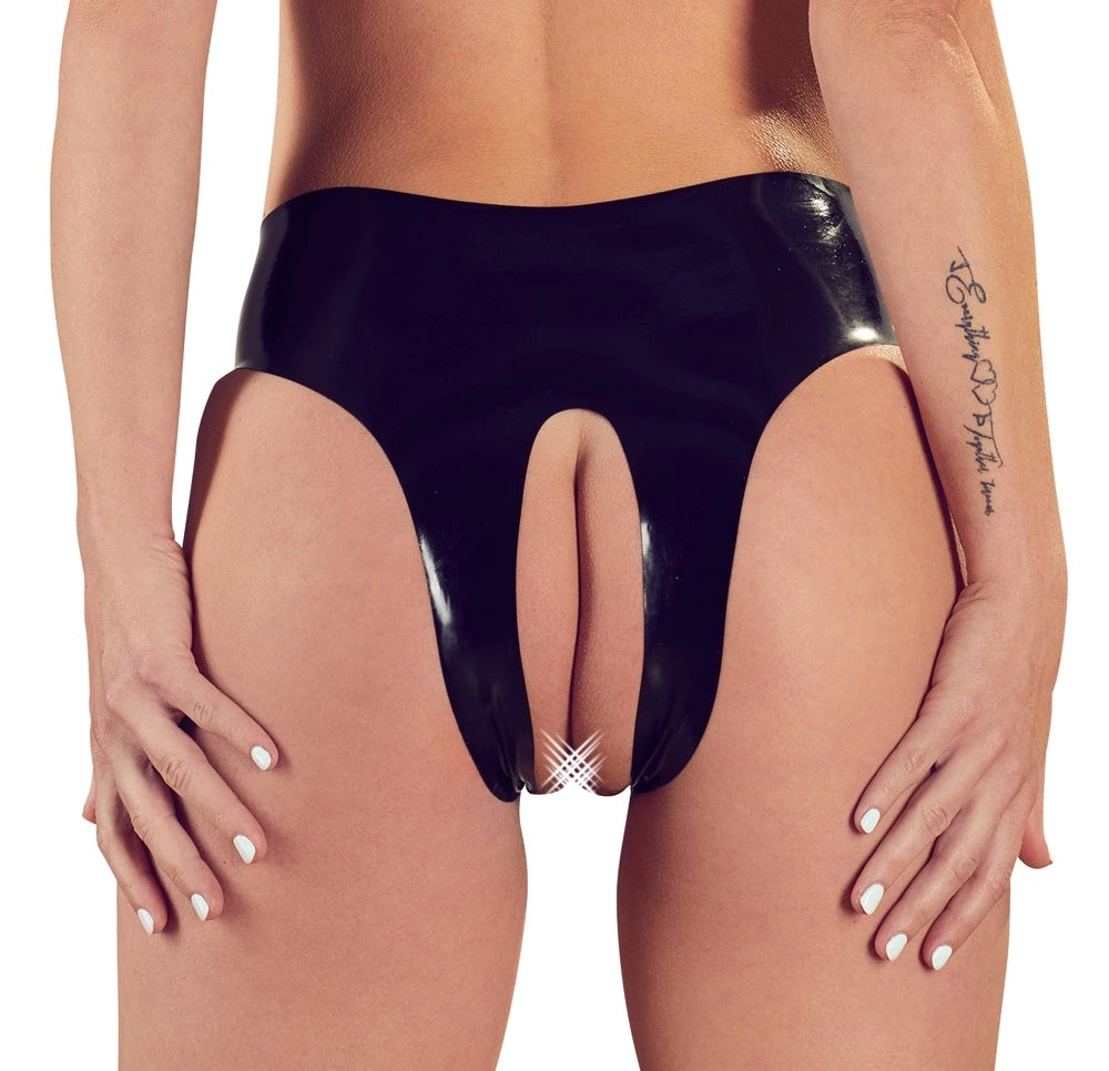 Late X Majtki Lateksowe Open-Crotch Czarny S-L Anatomiczne