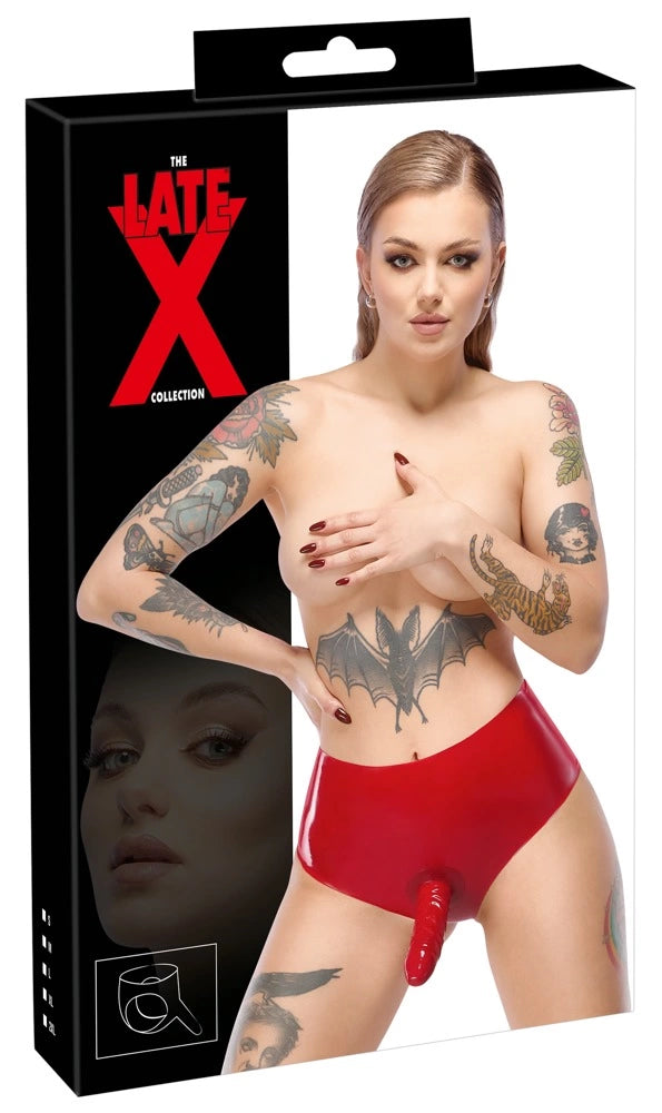LateX Czerwone Majtki Lateksowe z Elementem Zewnętrznym 15cm L
