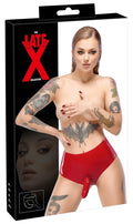 LateX Czerwone Majtki Lateksowe z Elementem Zewnętrznym 15cm L