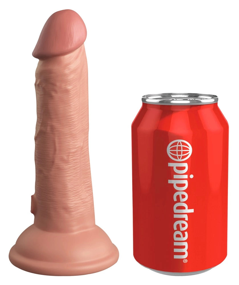 King Cock Elite Silikonowy Wibrator 15 cm z przyssawką i pilotem, jasny