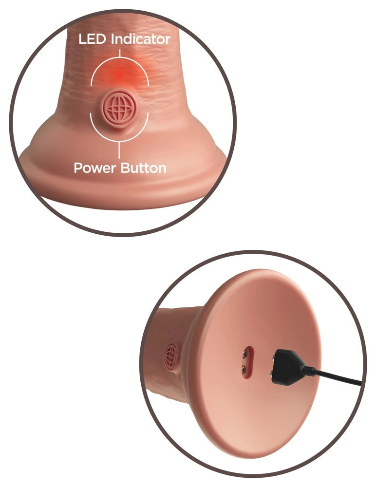 King Cock Elite Silikonowy Wibrator 15 cm z przyssawką i pilotem, jasny