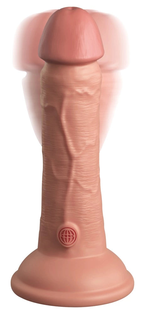 King Cock Elite Silikonowy Wibrator 15 cm z przyssawką i pilotem, jasny