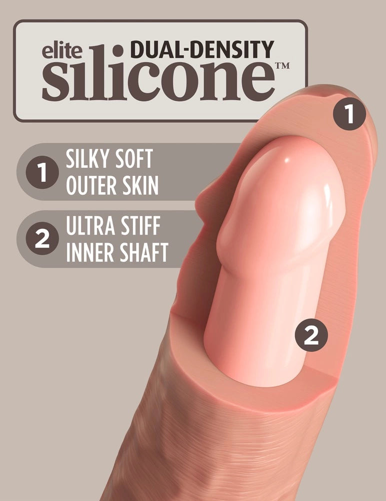 King Cock Elite Silikonowy Wibrator 15 cm z przyssawką i pilotem, jasny