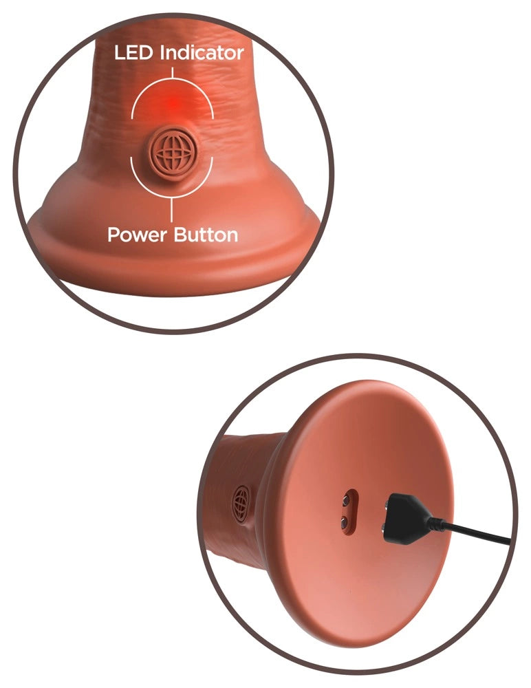 King Cock Elite Wibrator Silikonowy 20 cm z Pilotem i Przyssawką Ciemny