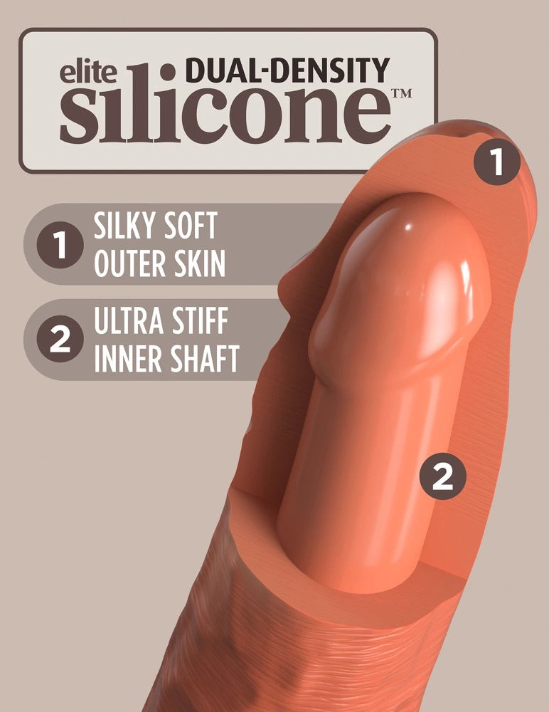 King Cock Elite Wibrator Silikonowy 20 cm z Pilotem i Przyssawką Ciemny