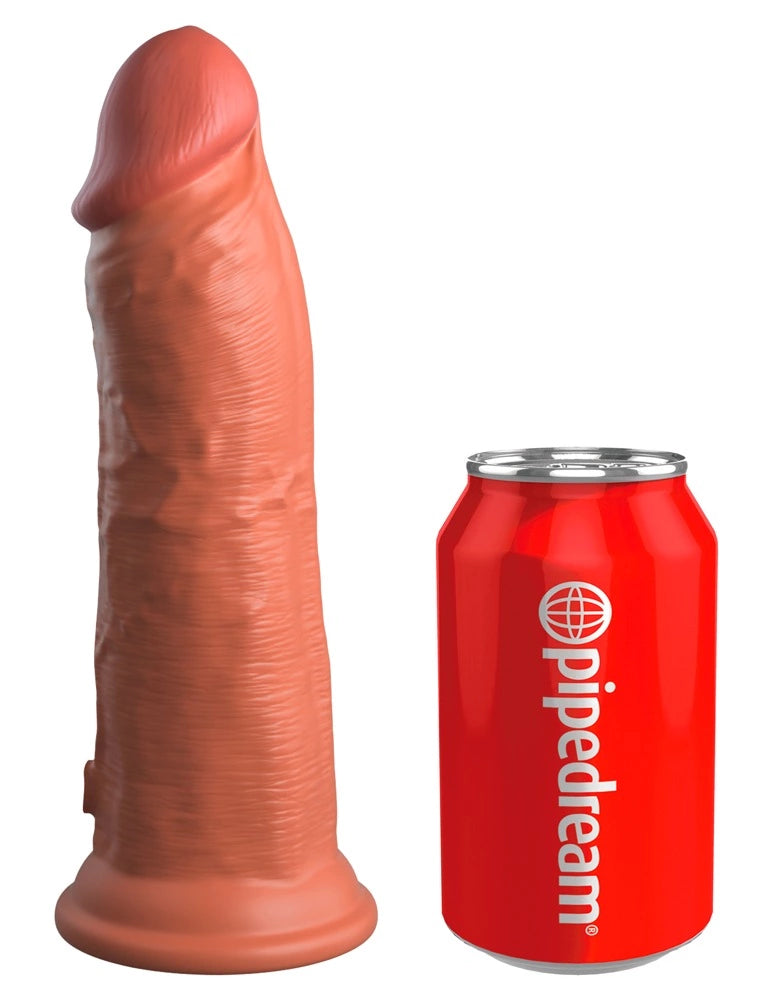 King Cock Elite Wibrator Silikonowy 20 cm z Pilotem i Przyssawką Ciemny