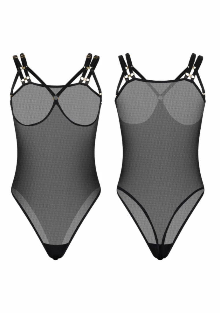 Kinky Diva Piquant Cupless Body Insane Sexy Collection - czarne, regulowane zapięcie