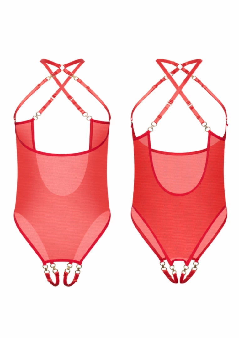 Kinky Diva Coquette Cupless & Crotchless Body - regulowany korpus z paskami