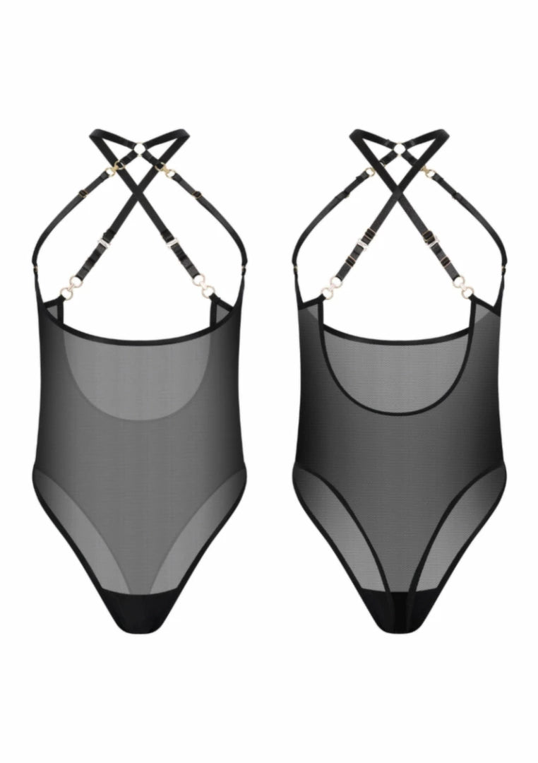 Kinky Diva Coquette Cupless Body - koronkowe body z otwartą linią biustu, regulacja