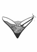 Gina Spicy V-string koronkowe majtki z paskami S/M L/XL czarne