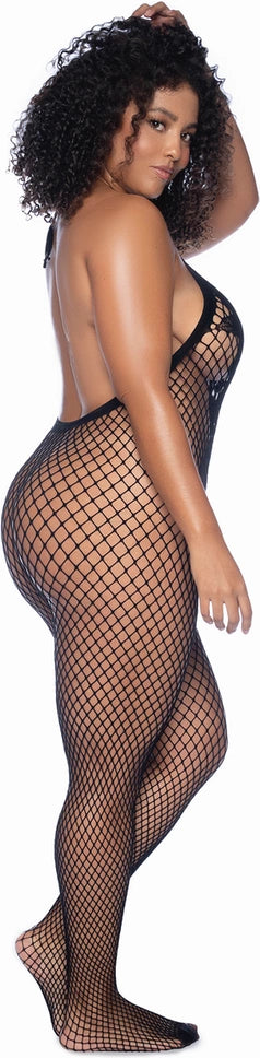 Leg Avenue Body z Kwiatowym Wzorem i Odkrytymi Plecami Plus Size Czarny