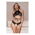 Allure komplet top i majtki L/XL koronkowe czarne paseczki