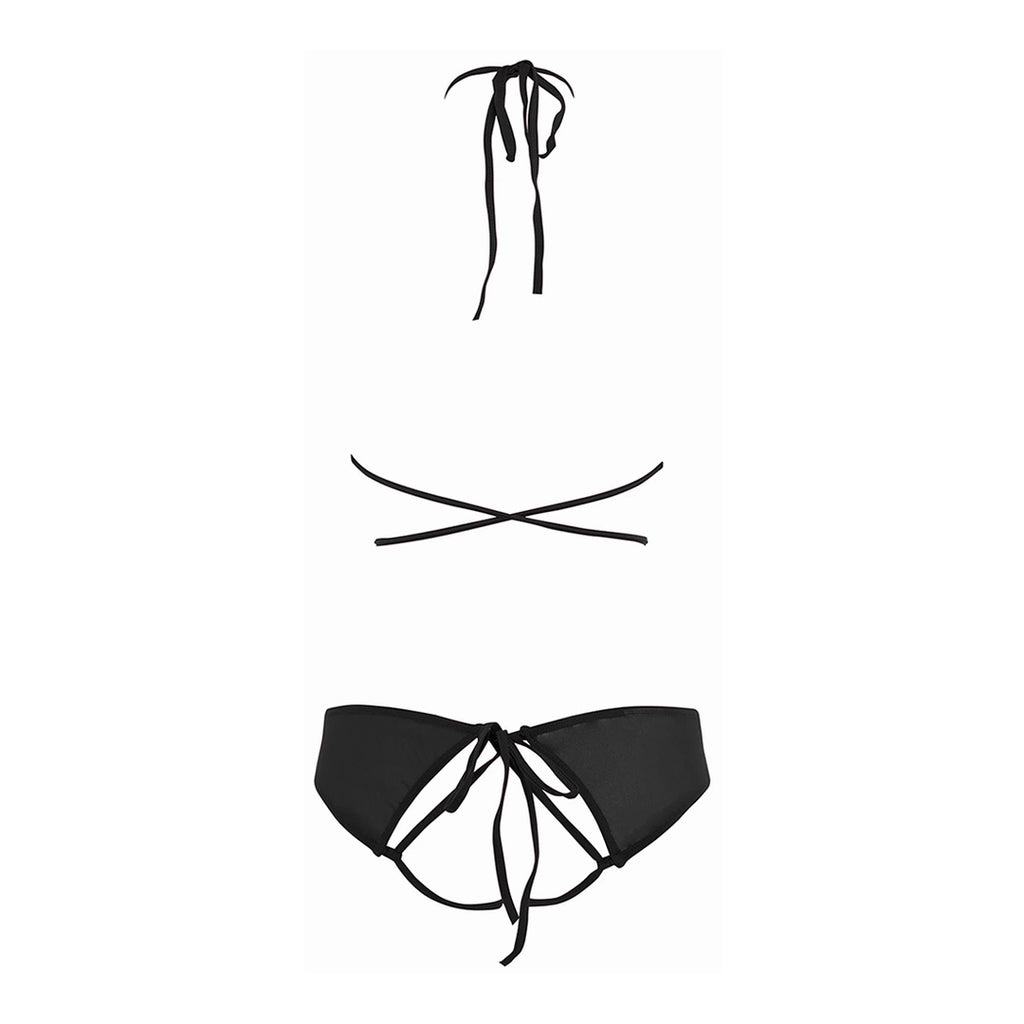 Allure komplet top i majtki L/XL koronkowe czarne paseczki