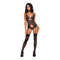 Dreamgirl Body z podwiązkami L czarne koronkowe eleganckie