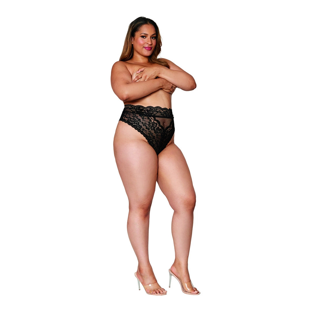 Dreamgirl Majtki Koronkowe Wysoki Stan 2XL Eleganckie Wycięcie