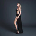 Take Me Body marki Allure czarne M - winylowy lateksowy look z siateczką i spodnicą