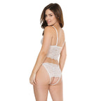 Coquette Komplet Koronkowy Top Bralette + Majtki z Odsłonięciem Czarny