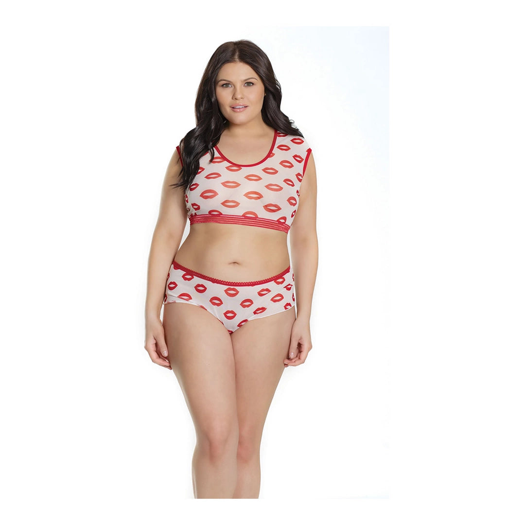 Coquette komplet top i szorty z nadrukiem plus size wygodny fason