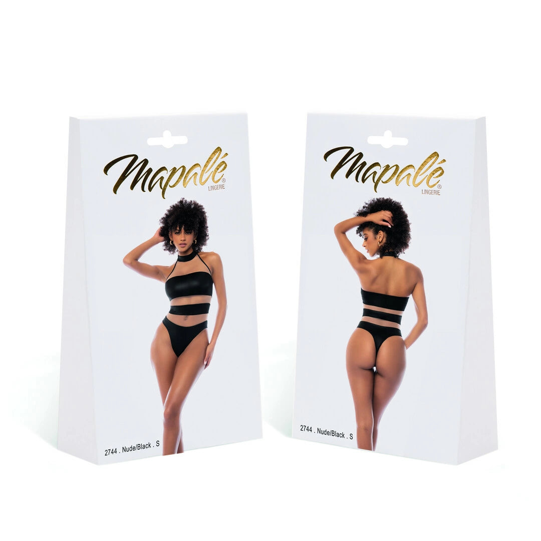 Leg Avenue Body Halter L Cielisto-Czarne z Siatkową Powierzchnią