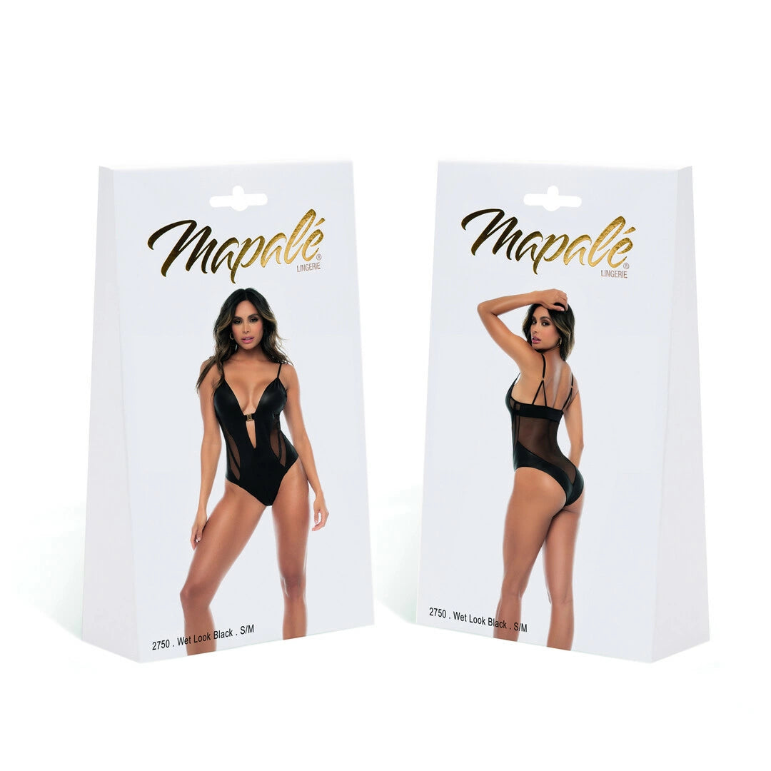 Mapale Fenna Body S/M czarny wet look siateczka regulacja