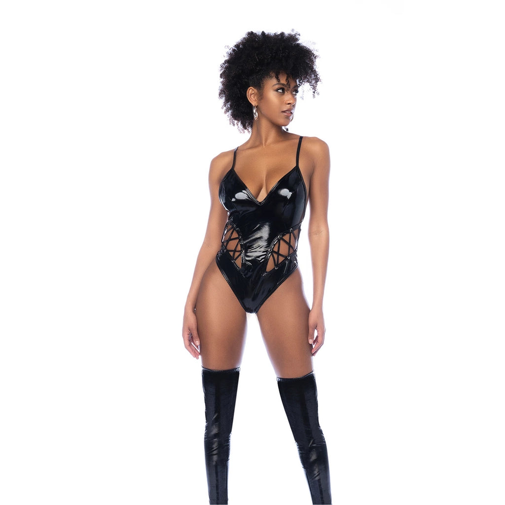 Allure Lace-Up Body L Czarny Połysk Regulowane Ramiączka