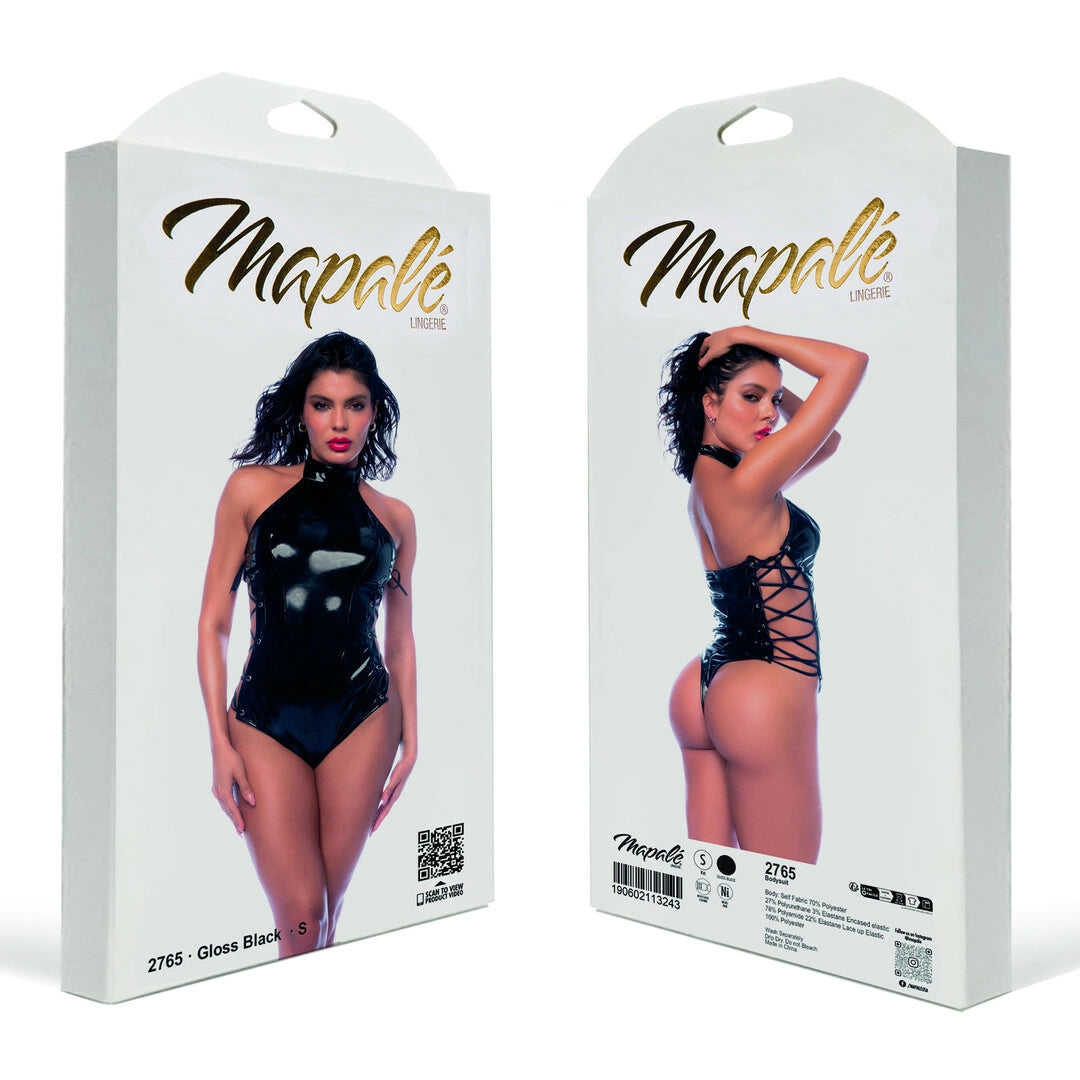 Noir Handmade Body XL Model Halter z Wiązaniem, Czarny Połysk