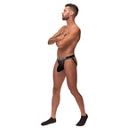 Male Power Cock Pit Net Jock - Majtki z kieszenią i otwartym tyłem, czarne