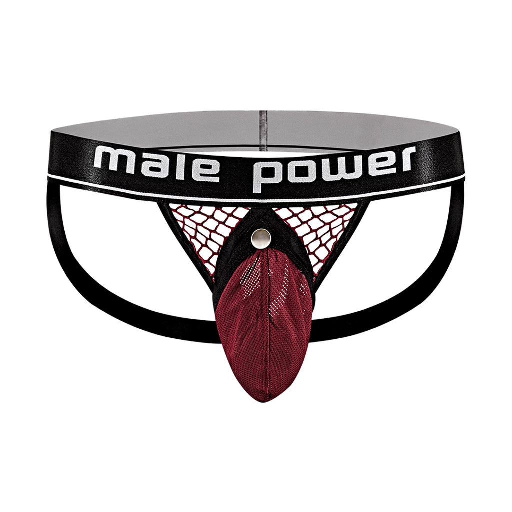 Male Power Cock Pit Net Elastyczne Majtki z Kieszenią i Otwartym Tyłem L