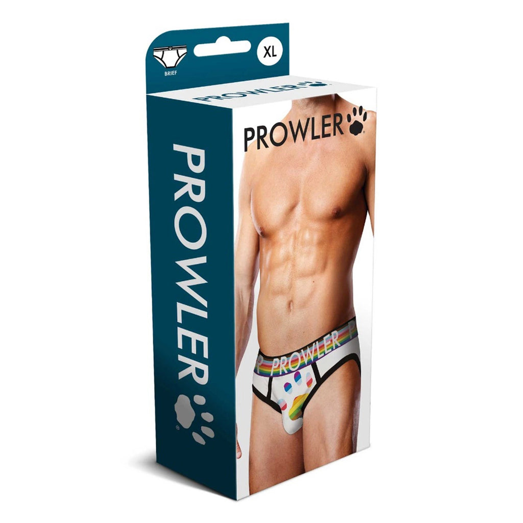Prowler PAW BRIEF XL - Majtki męskie białe, tęczowy pas, rozmiar XL