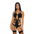 Forplay Body We Click XL czarny z ozdobnymi złotymi klamrami