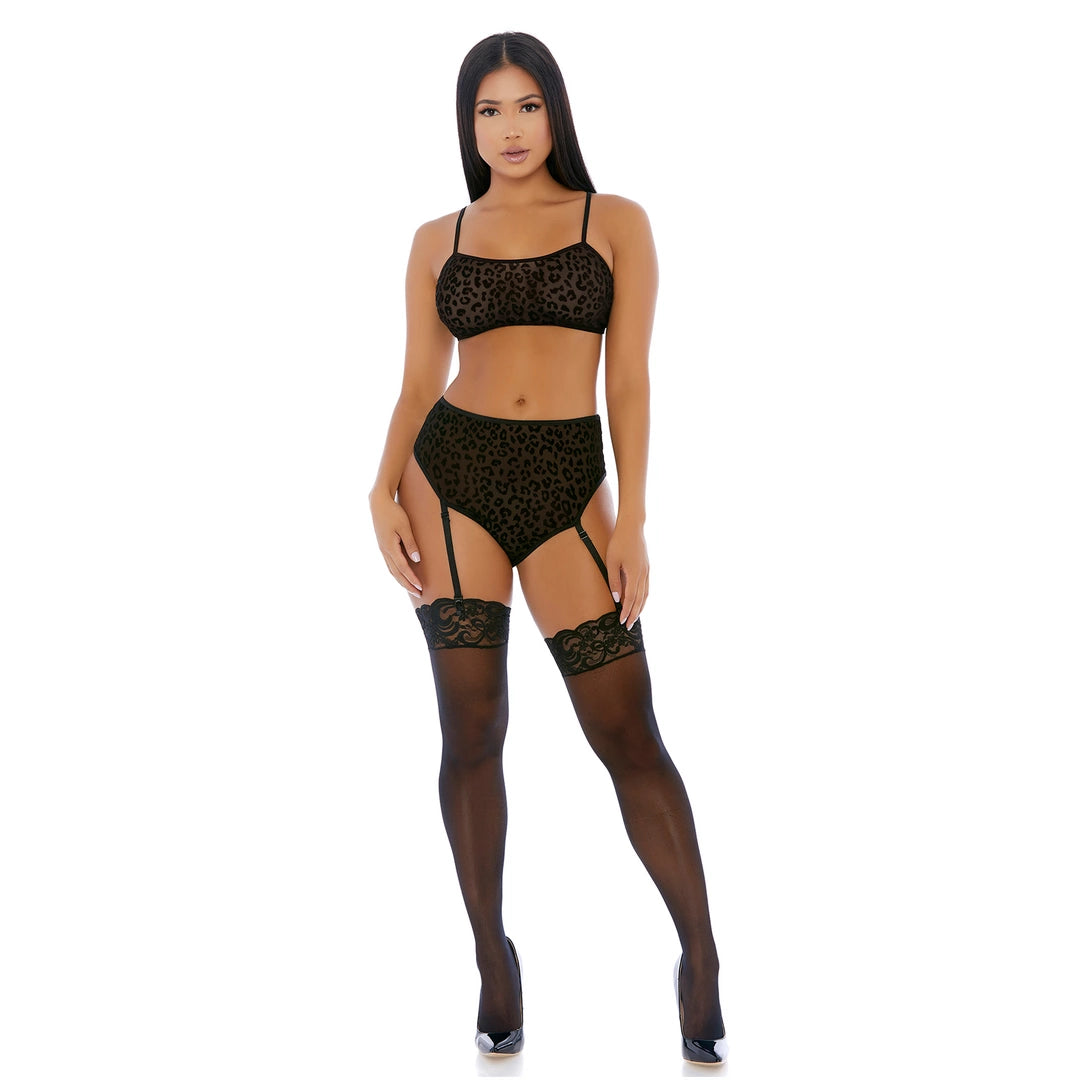 Forplay Lustful Leopard komplet bielizny cami L z paskami do pończoch