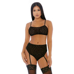 Forplay Lustful Leopard komplet bielizny XL siateczka z paskami do pończoch