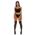 Forplay Chain Me Up Bustier XL - dwuczęściowy komplet z siateczki i łańcuszkami