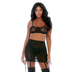 Forplay Put O-ring On It Skirt komplet bielizny 3-częściowy, czarny, M